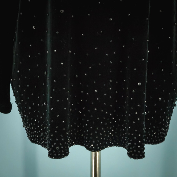 Chico's 3 Size XL Black Traveler's Velvet Jewel Rhinestone Embellished Knit Top - Picture 2 of 6